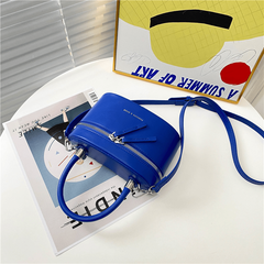 Minimalist Solid Bucket Bag Zipper Handbag