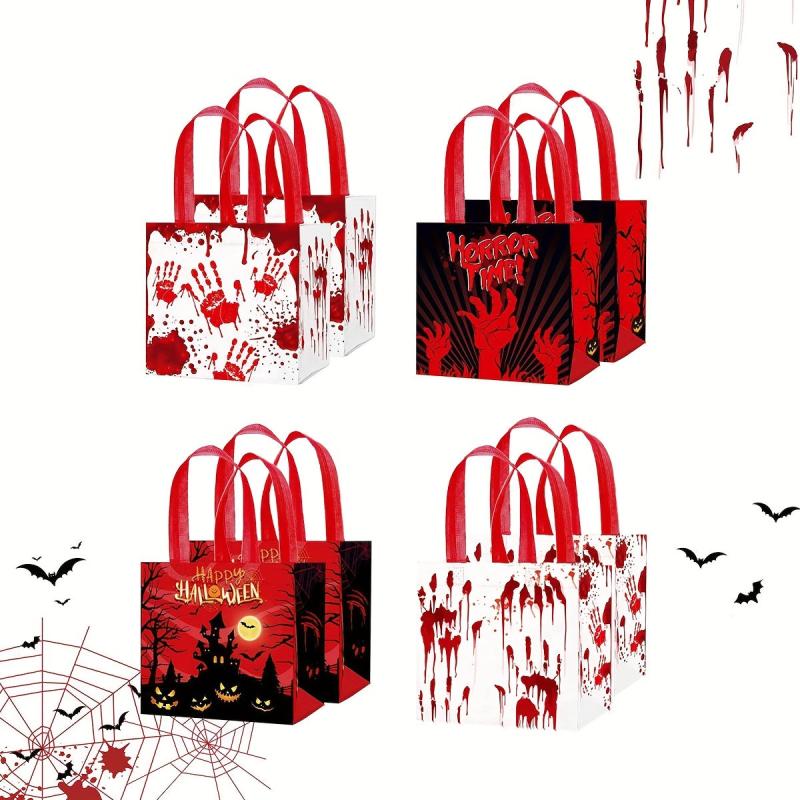 4PCS Halloween Candy Storage Bag Trick Or Treat Tote Bag Gothic Horror Gift Bag