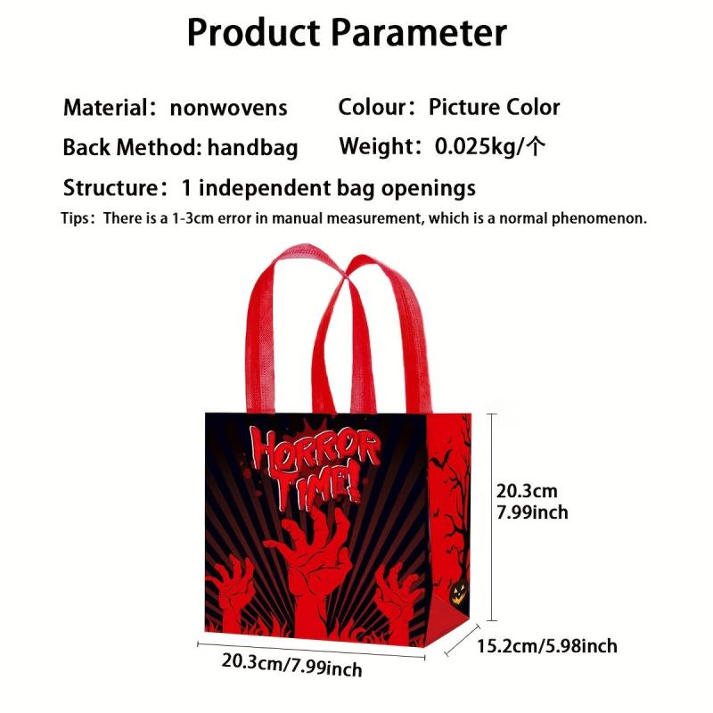 4PCS Halloween Candy Storage Bag Trick Or Treat Tote Bag Gothic Horror Gift Bag