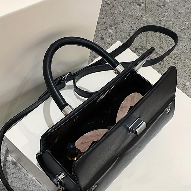 Minimalist Square Crossbody Bag Solid Top Handle Bag Women's Casual Handbag