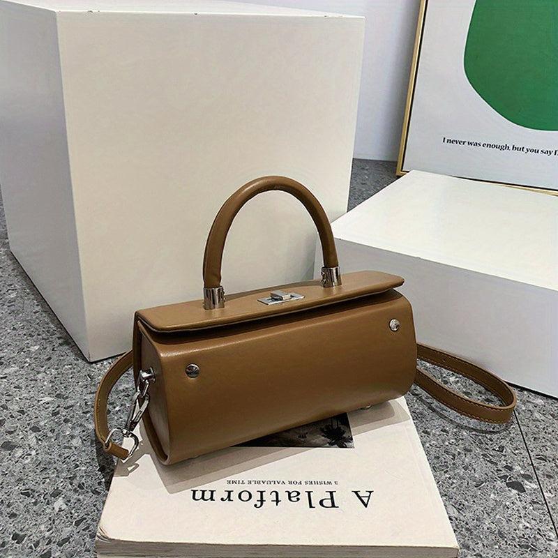 Minimalist Square Crossbody Bag Solid Top Handle Bag Women's Casual Handbag