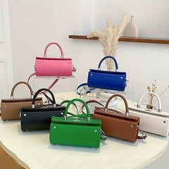 Minimalist Square Crossbody Bag Solid Top Handle Bag Women's Casual Handbag