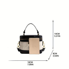 Argyle Embossed Bucket Bag Contrast Handbags Double Zipper Purse