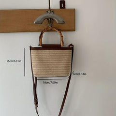Summer Straw Crossbody Bag with Top Handles