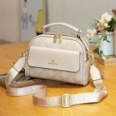 Vintage Geometric Print Crossbody Bag Retro Top Handle Shoulder Bag