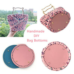 12 PU Leather Bag Bottoms DIY Oval Round Bottom for Knitting Handbag