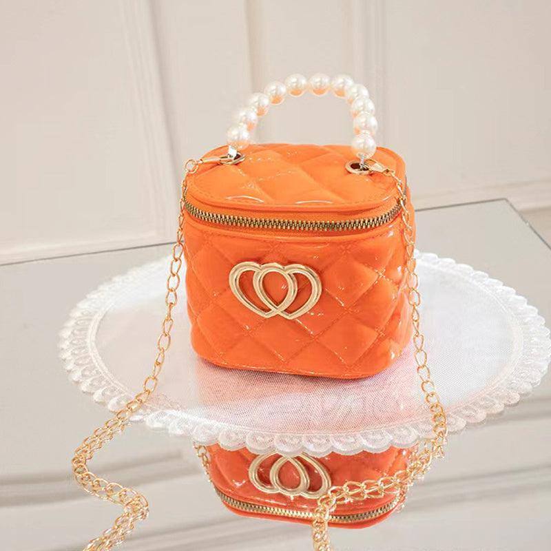 Mini Metal Heart Decor Handbag Argyle Quilted Chain Crossbody Bag