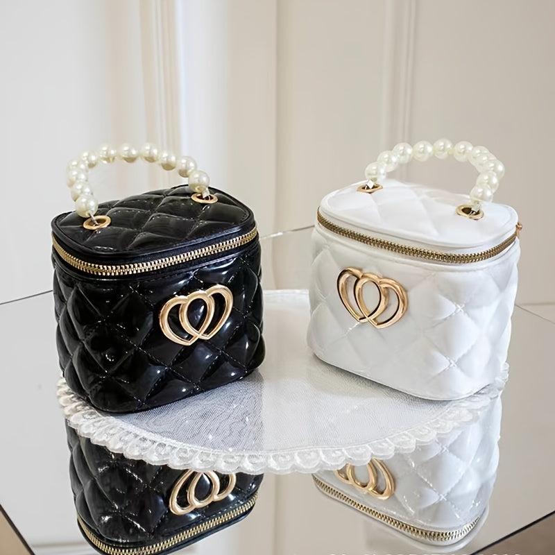 Mini Metal Heart Decor Handbag Argyle Quilted Chain Crossbody Bag