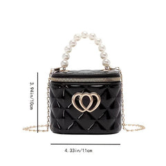 Mini Metal Heart Decor Handbag Argyle Quilted Chain Crossbody Bag