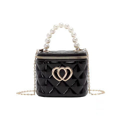 Mini Metal Heart Decor Handbag Argyle Quilted Chain Crossbody Bag