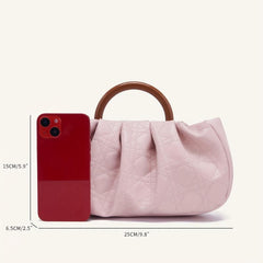 Cloud Pleated Quilted Handbag Retro Evening Clutch Pink Coin Purse