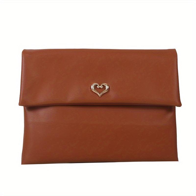 Metal Love Decor Clutch Wallet All Match Flap Coin Purse