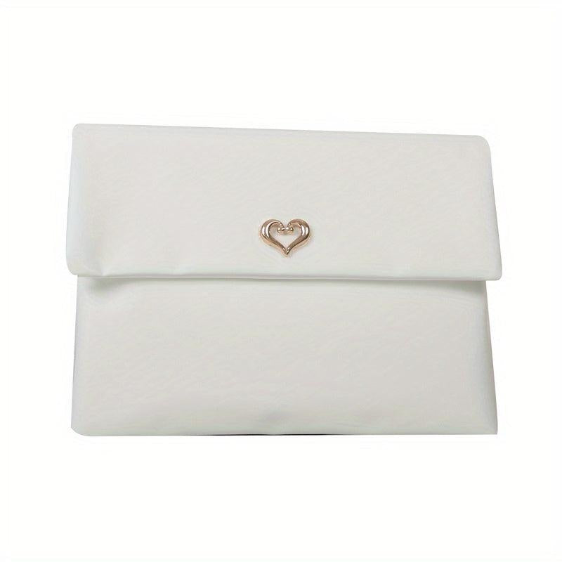 Metal Love Decor Clutch Wallet All Match Flap Coin Purse