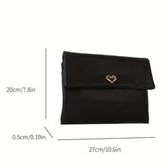 Metal Love Decor Clutch Wallet All Match Flap Coin Purse