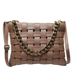 Classic Braided Square Bag Trendey Solid Shoulder Bag All Match Satchel Bag