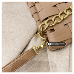 Classic Braided Square Bag Trendey Solid Shoulder Bag All Match Satchel Bag