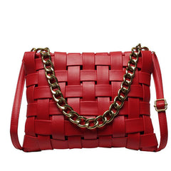 Classic Braided Square Bag Trendey Solid Shoulder Bag All Match Satchel Bag