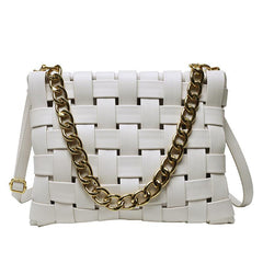 Classic Braided Square Bag Trendey Solid Shoulder Bag All Match Satchel Bag