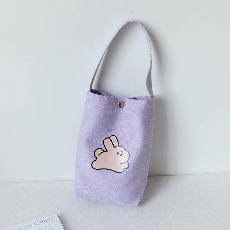 Canvas Cartoon Pattern Handbag Bunny Pattern Shoulder Bag