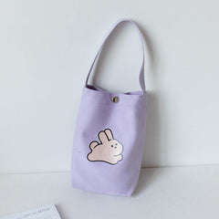 Canvas Cartoon Pattern Handbag Bunny Pattern Shoulder Bag