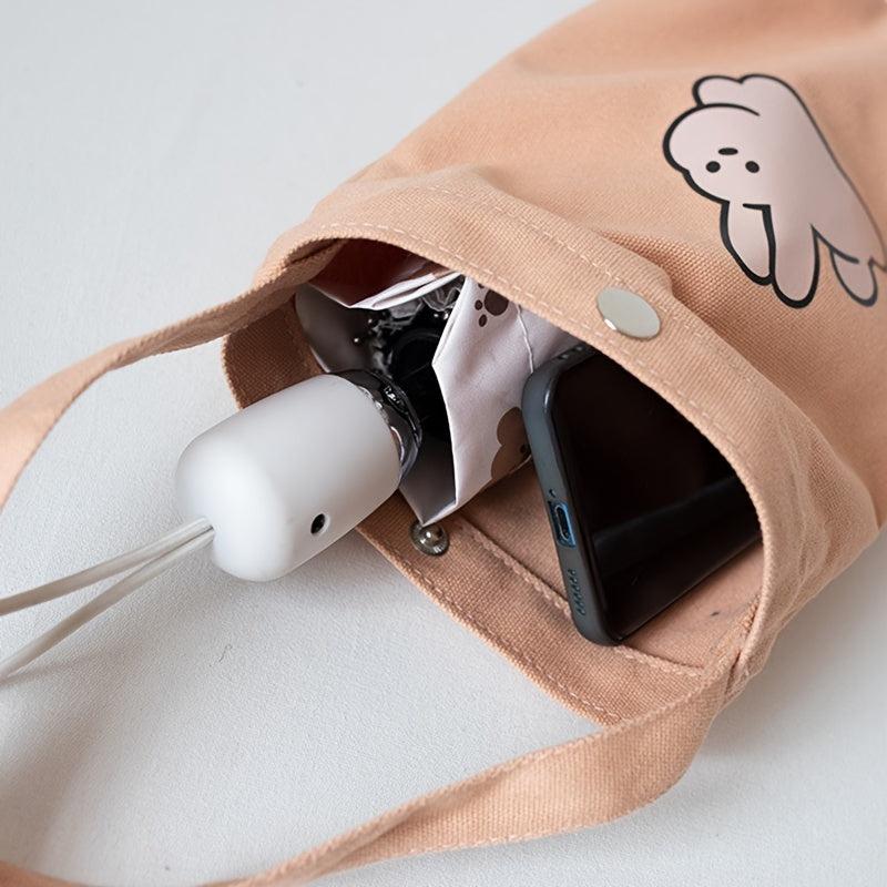 Canvas Cartoon Pattern Handbag Bunny Pattern Shoulder Bag