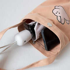 Canvas Cartoon Pattern Handbag Bunny Pattern Shoulder Bag