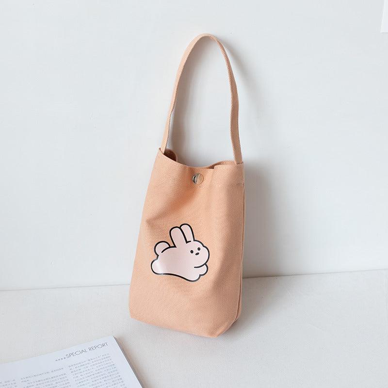 Canvas Cartoon Pattern Handbag Bunny Pattern Shoulder Bag