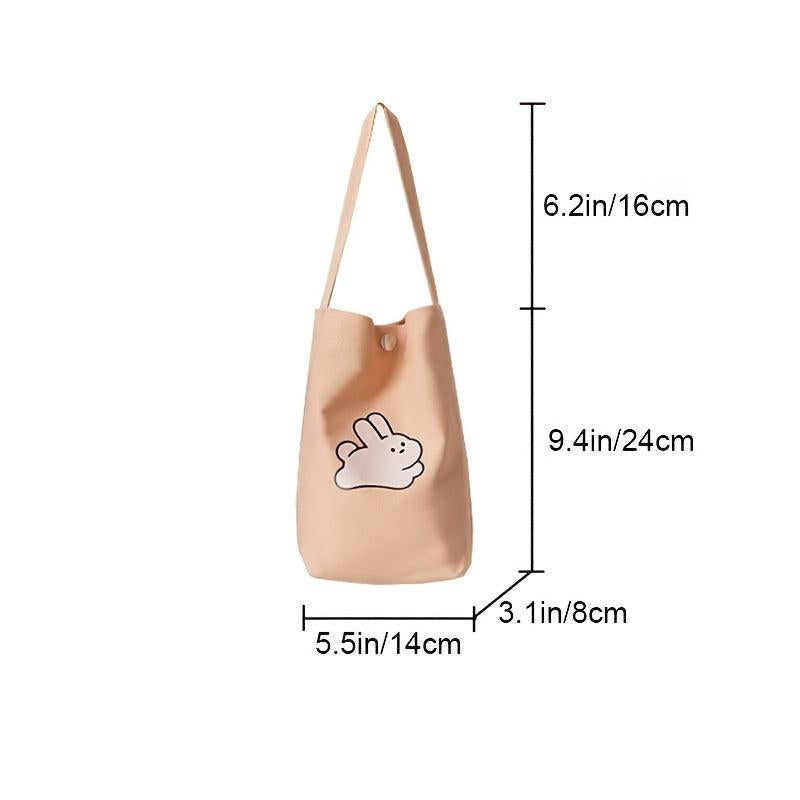Canvas Cartoon Pattern Handbag Bunny Pattern Shoulder Bag