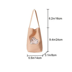 Canvas Cartoon Pattern Handbag Bunny Pattern Shoulder Bag