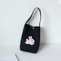 Canvas Cartoon Pattern Handbag Bunny Pattern Shoulder Bag