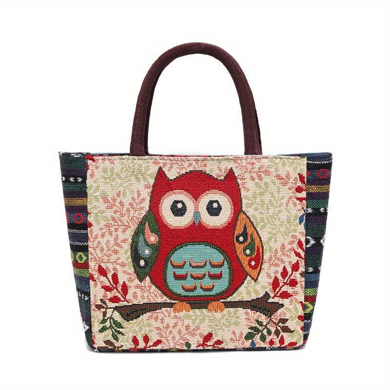 Butterfly Embroidery Canvas Handbag Small Zipper Tote Bag