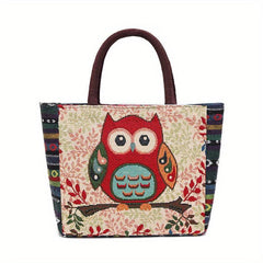 Butterfly Embroidery Canvas Handbag Small Zipper Tote Bag