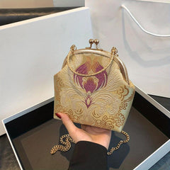 Vintage Embroidery Handbag Women's Evening Clutch Hanfu Accessories Clip Purse