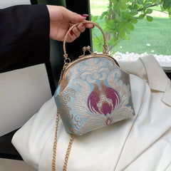 Vintage Embroidery Handbag Women's Evening Clutch Hanfu Accessories Clip Purse