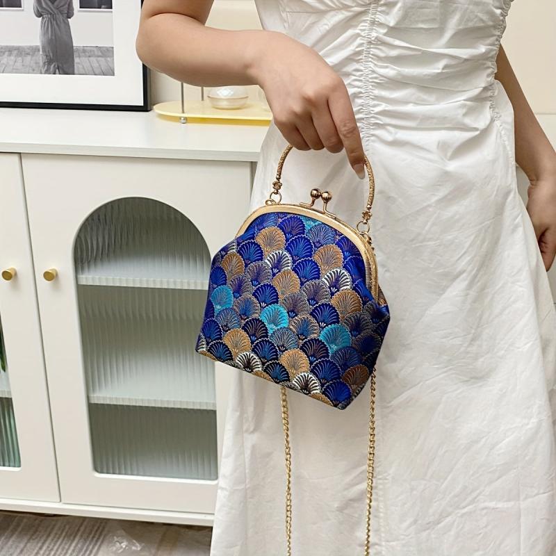 Vintage Embroidery Handbag Women's Evening Clutch Hanfu Accessories Clip Purse