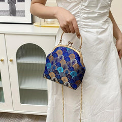 Vintage Embroidery Handbag Women's Evening Clutch Hanfu Accessories Clip Purse