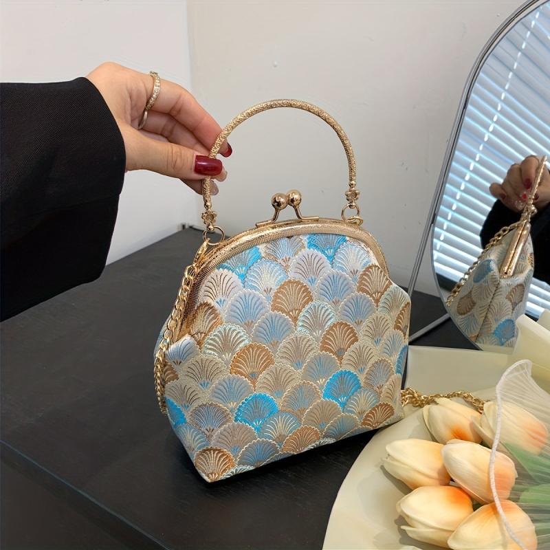 Vintage Embroidery Handbag Women's Evening Clutch Hanfu Accessories Clip Purse