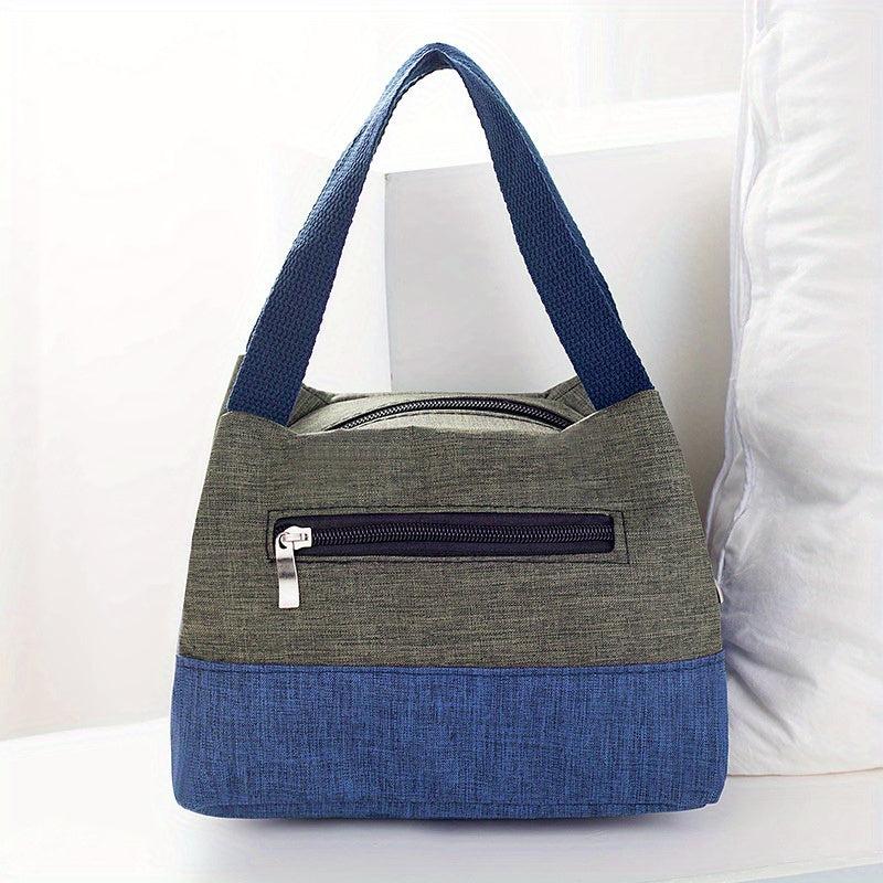 Canvas Handbag Portable Lunch Box Bag Zipper Purse for Work & School
