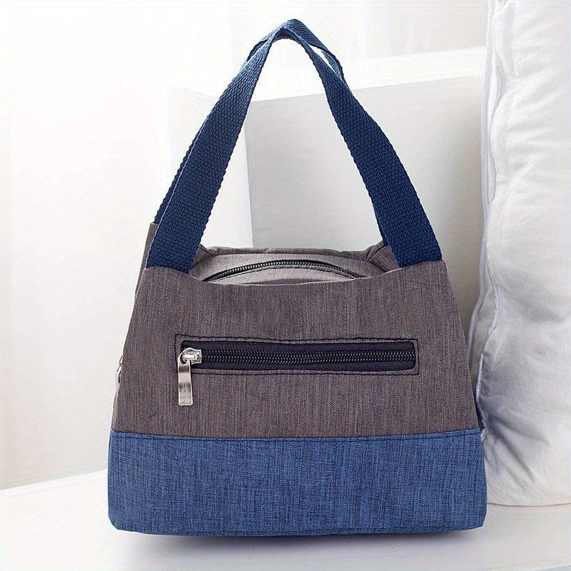 Canvas Handbag Portable Lunch Box Bag Zipper Purse for Work & School