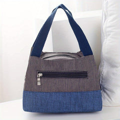 Canvas Handbag Portable Lunch Box Bag Zipper Purse for Work & School