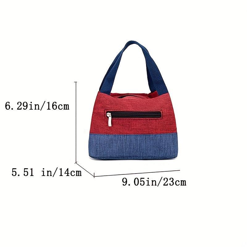 Canvas Handbag Portable Lunch Box Bag Zipper Purse for Work & School