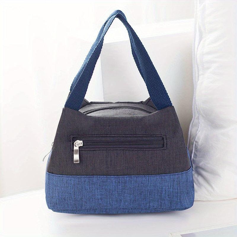 Canvas Handbag Portable Lunch Box Bag Zipper Purse for Work & School