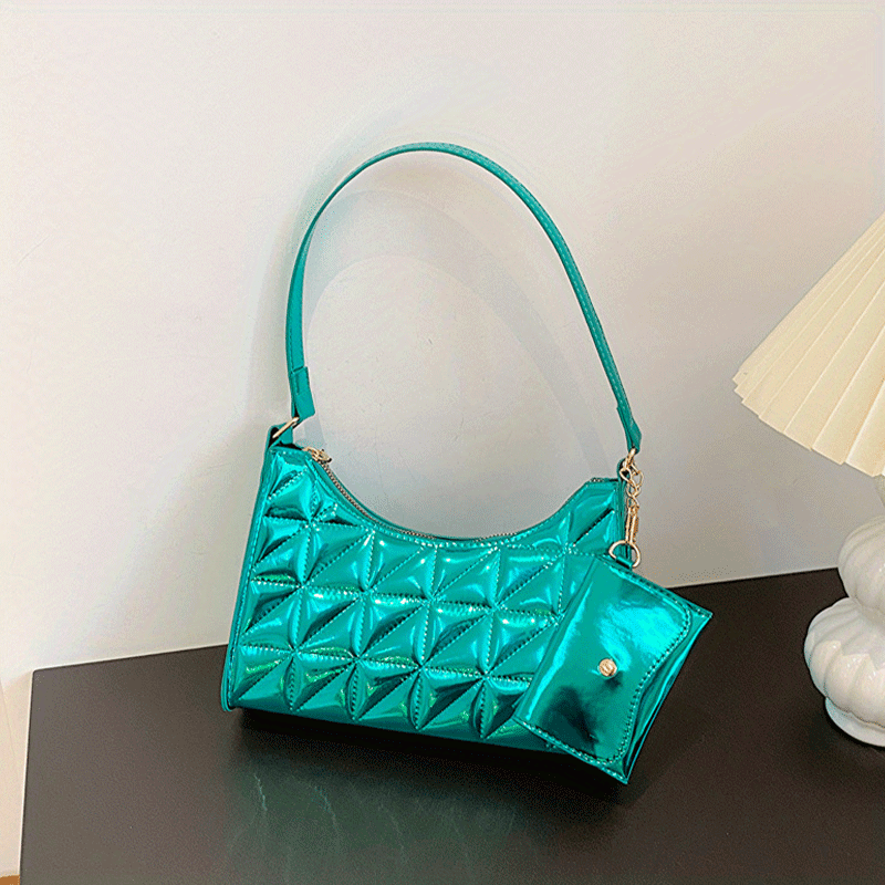 Quilted Underarm Bag PU Leather Shoulder Bag