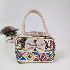 Animal Pattern Canvas Handbag Zipper Clutch Purse