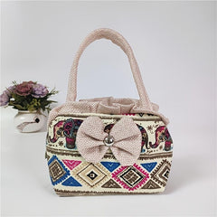 Animal Pattern Canvas Handbag Zipper Clutch Purse