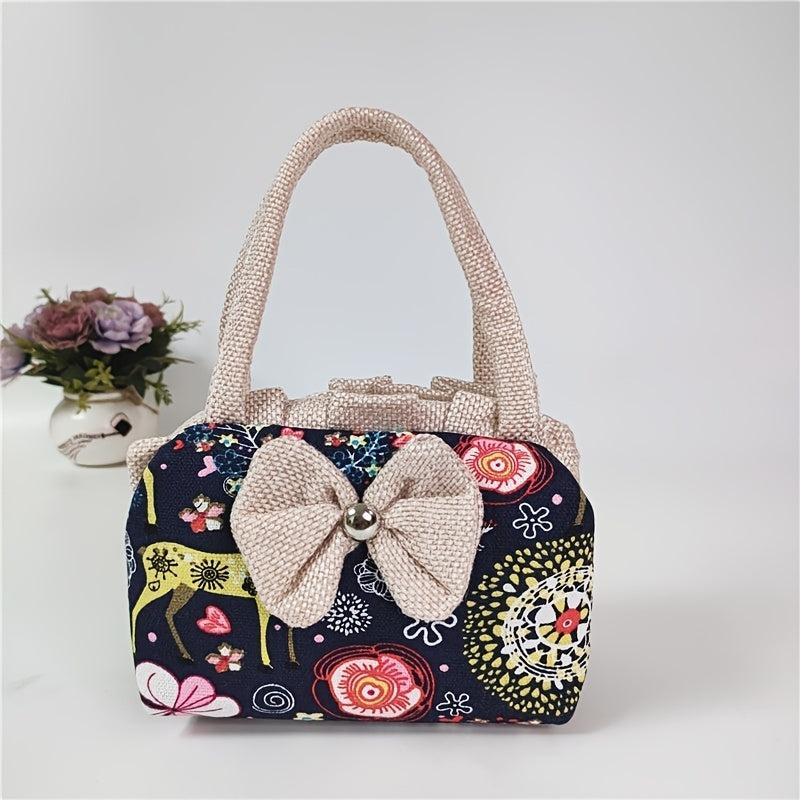 Animal Pattern Canvas Handbag Zipper Clutch Purse