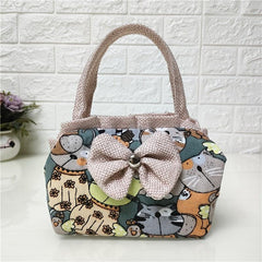 Animal Pattern Canvas Handbag Zipper Clutch Purse