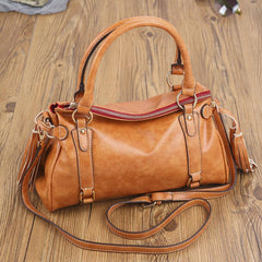 Large Capacity Boston Tote Bag PU Leather Shoulder Bag