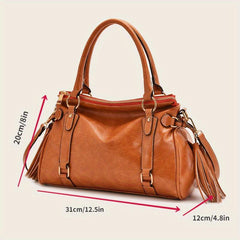 Large Capacity Boston Tote Bag PU Leather Shoulder Bag