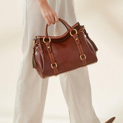 Large Capacity Boston Tote Bag PU Leather Shoulder Bag
